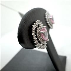 Heart Pink Stone Stud Earrings!